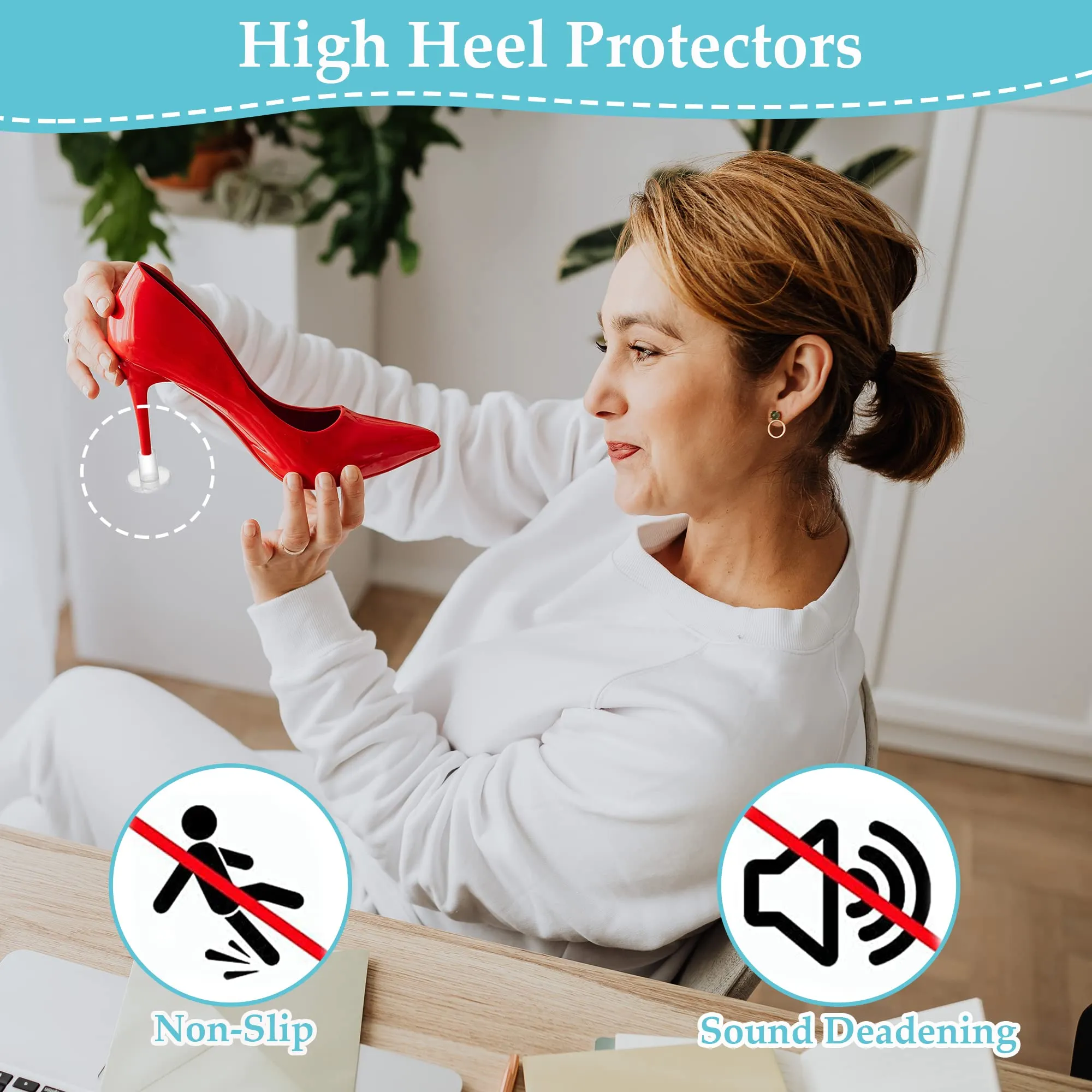 6 Pairs High Heel Protectors, Non-Slip Stiletto Heel Protectors for Shoes, Transparent Heel Stoppers for Grass Wedding Outdoor Garden, Small/Medium/Large