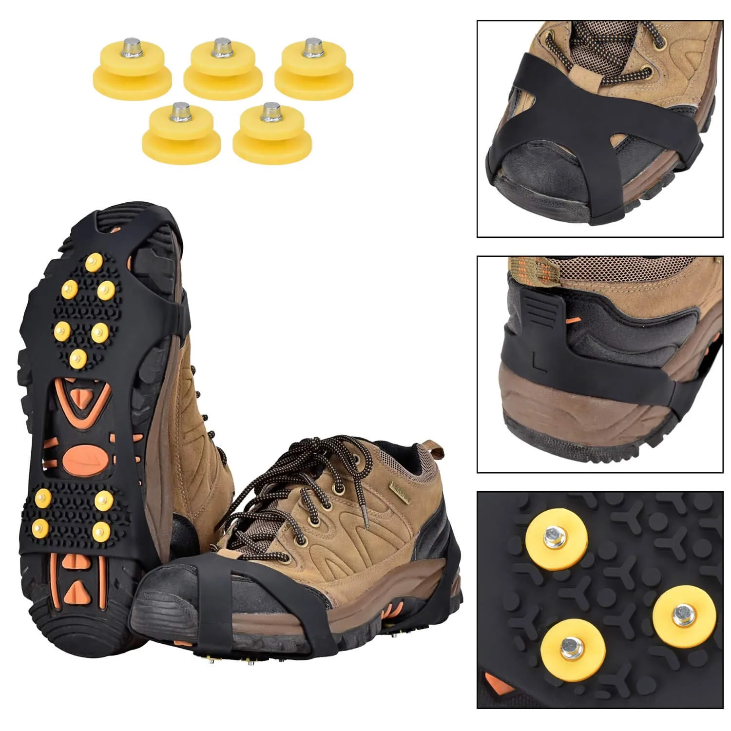 Aliglow Ice Snow Grips Over Shoe/Boot Traction Cleat Spikes Anti Slip Footwear 0 Size:M
