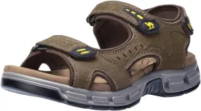 CAMEL CROWN Men's Leather Sandals Hiking Outdoor Water Beach Sports Mens Sandals for Summer with Open Toe Adjustable Straps