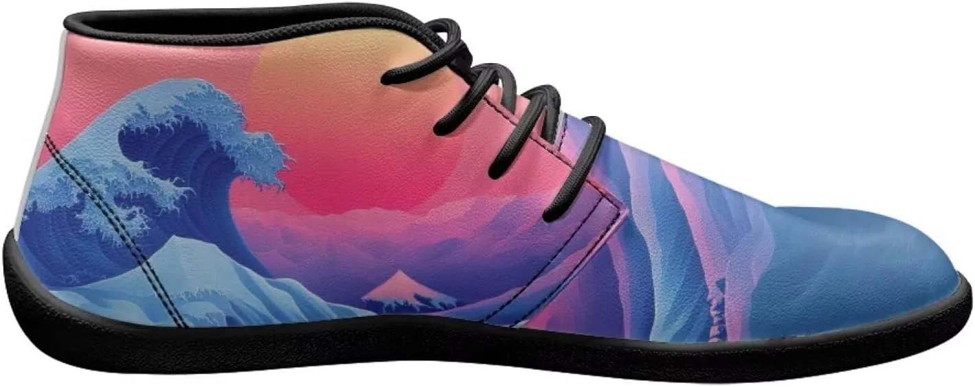Forchrinse Beautiful Sun Pink Sky Print Mens Boots Causal Sneakers Shoes Lace up Mid Top Chukka Boots US 6-14,Office,Work,Party,Travel
