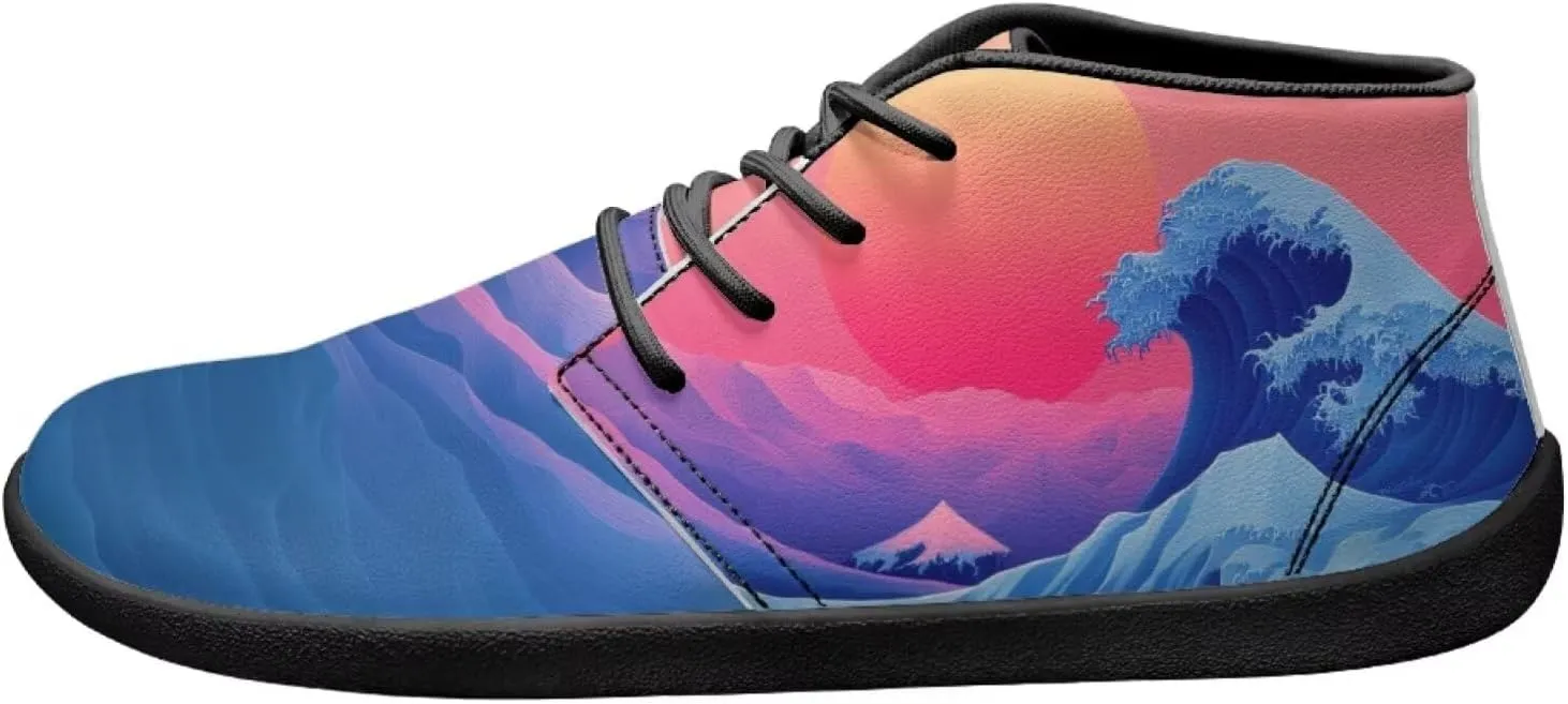 Forchrinse Beautiful Sun Pink Sky Print Mens Boots Causal Sneakers Shoes Lace up Mid Top Chukka Boots US 6-14,Office,Work,Party,Travel