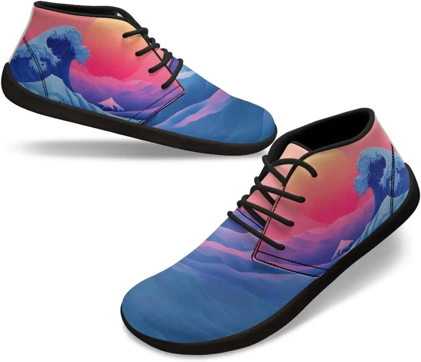 Forchrinse Beautiful Sun Pink Sky Print Mens Boots Causal Sneakers Shoes Lace up Mid Top Chukka Boots US 6-14,Office,Work,Party,Travel