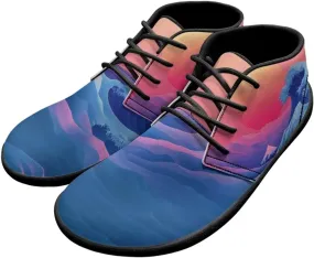 Forchrinse Beautiful Sun Pink Sky Print Mens Boots Causal Sneakers Shoes Lace up Mid Top Chukka Boots US 6-14,Office,Work,Party,Travel