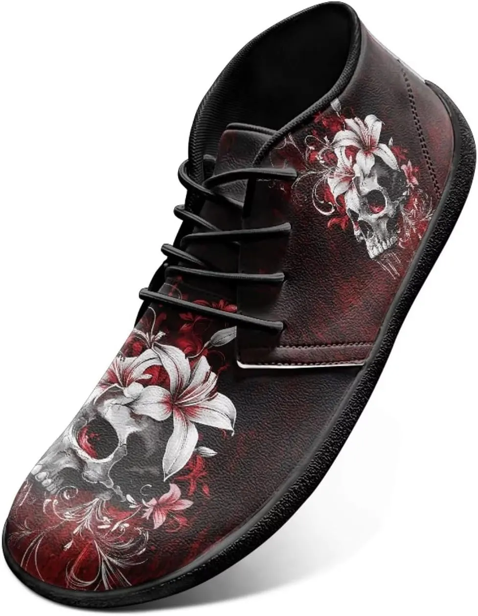 Forchrinse Dachshund on Leopard Print Chukka Boots for Men Leather Loafer Lace up Walking Shoes Lightweight Wide Toe Dress,US 6-14