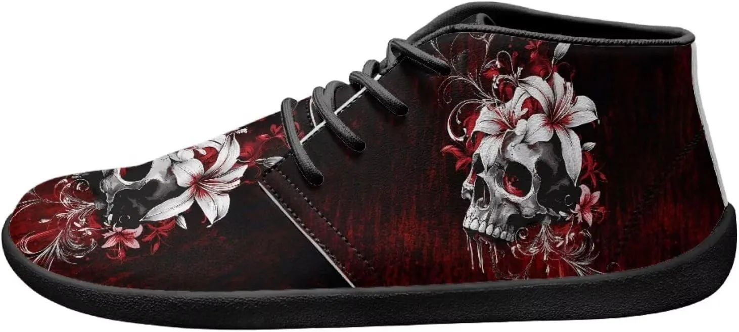 Forchrinse Dachshund on Leopard Print Chukka Boots for Men Leather Loafer Lace up Walking Shoes Lightweight Wide Toe Dress,US 6-14