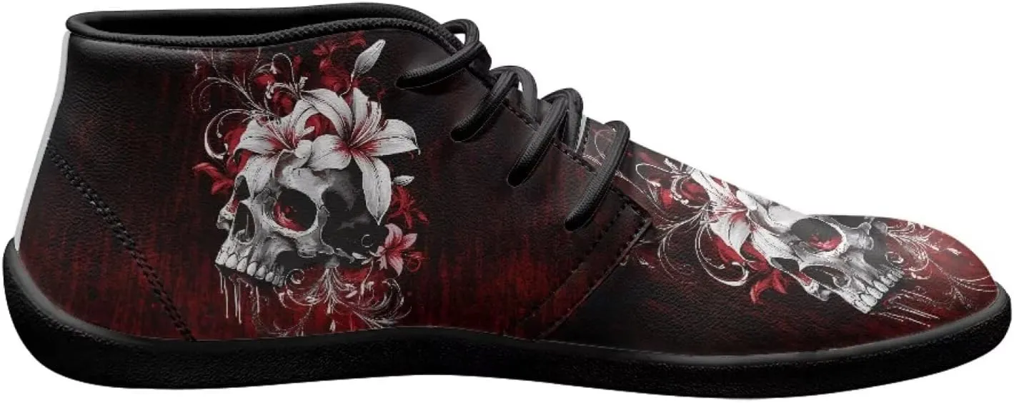 Forchrinse Dachshund on Leopard Print Chukka Boots for Men Leather Loafer Lace up Walking Shoes Lightweight Wide Toe Dress,US 6-14
