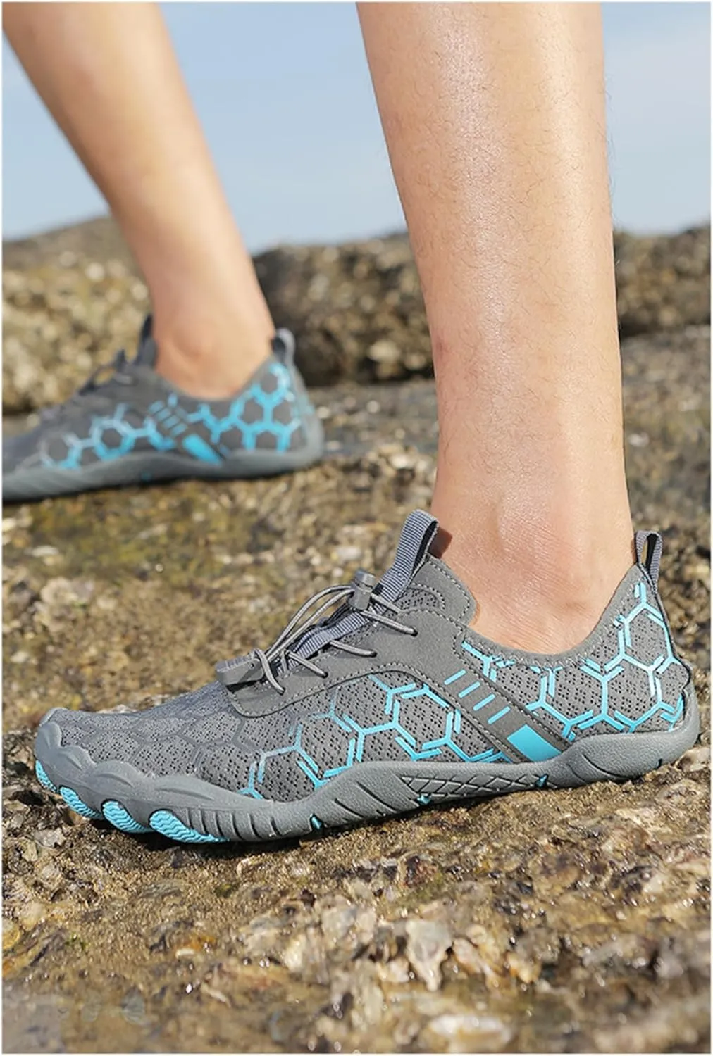 Hiking Shoes for Women Men Lightweight Non-Slip Barefoot Shoes Quick Dry Wide Toe Box Water Shoes Athletic Plaid Printed Water Shoes for Swimming Kayaking Surfing Running Exercising Climbing