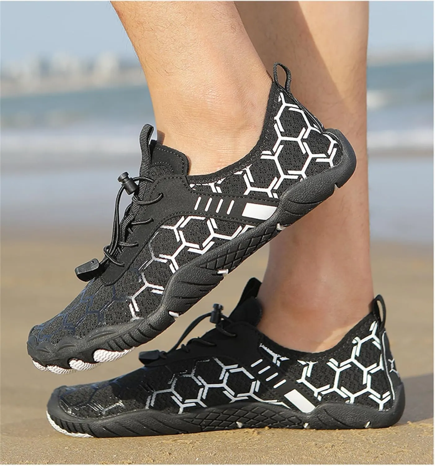 Hiking Shoes for Women Men Lightweight Non-Slip Barefoot Shoes Quick Dry Wide Toe Box Water Shoes Athletic Plaid Printed Water Shoes for Swimming Kayaking Surfing Running Exercising Climbing