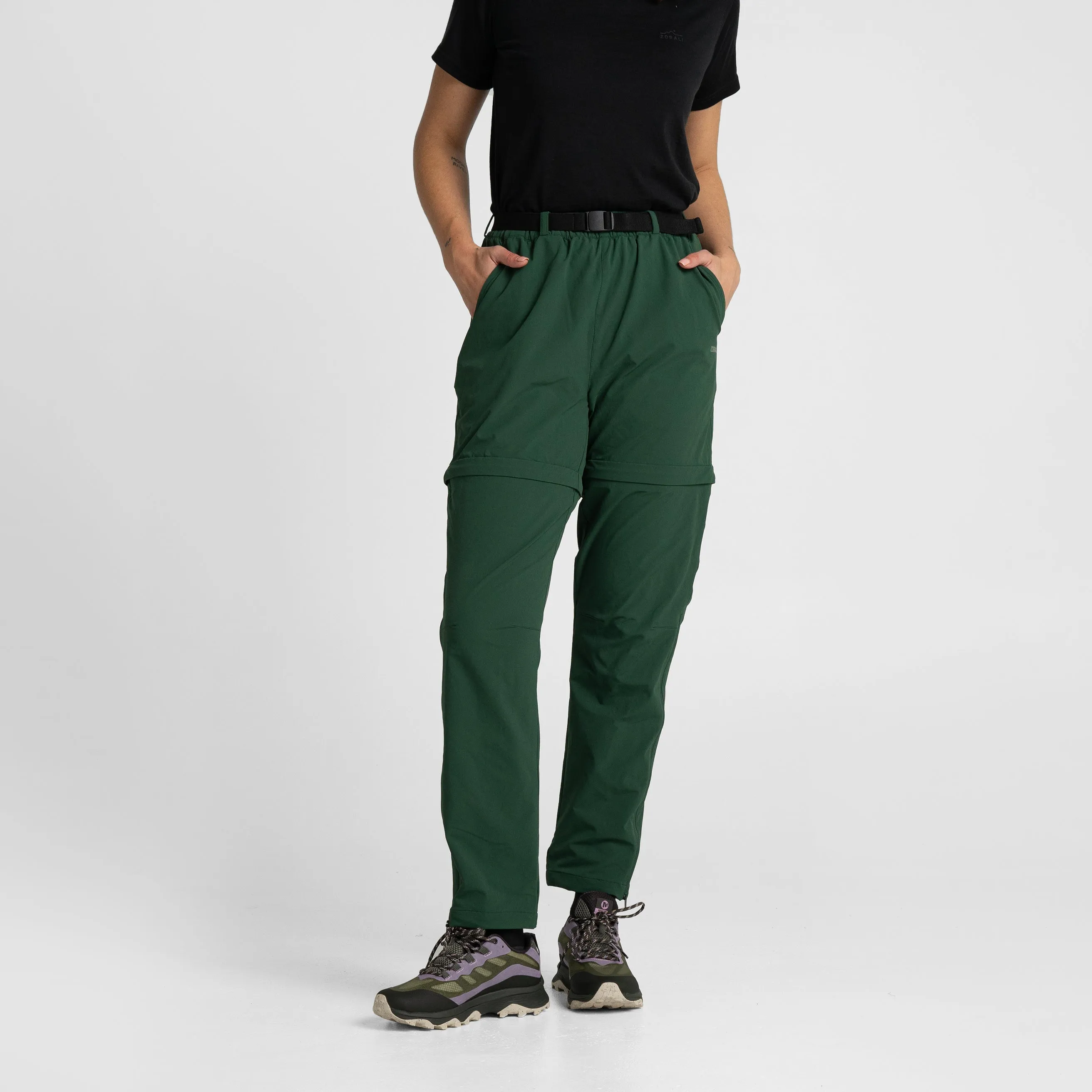 Impeccably Imperfect Womens Zip Off Pants Forest