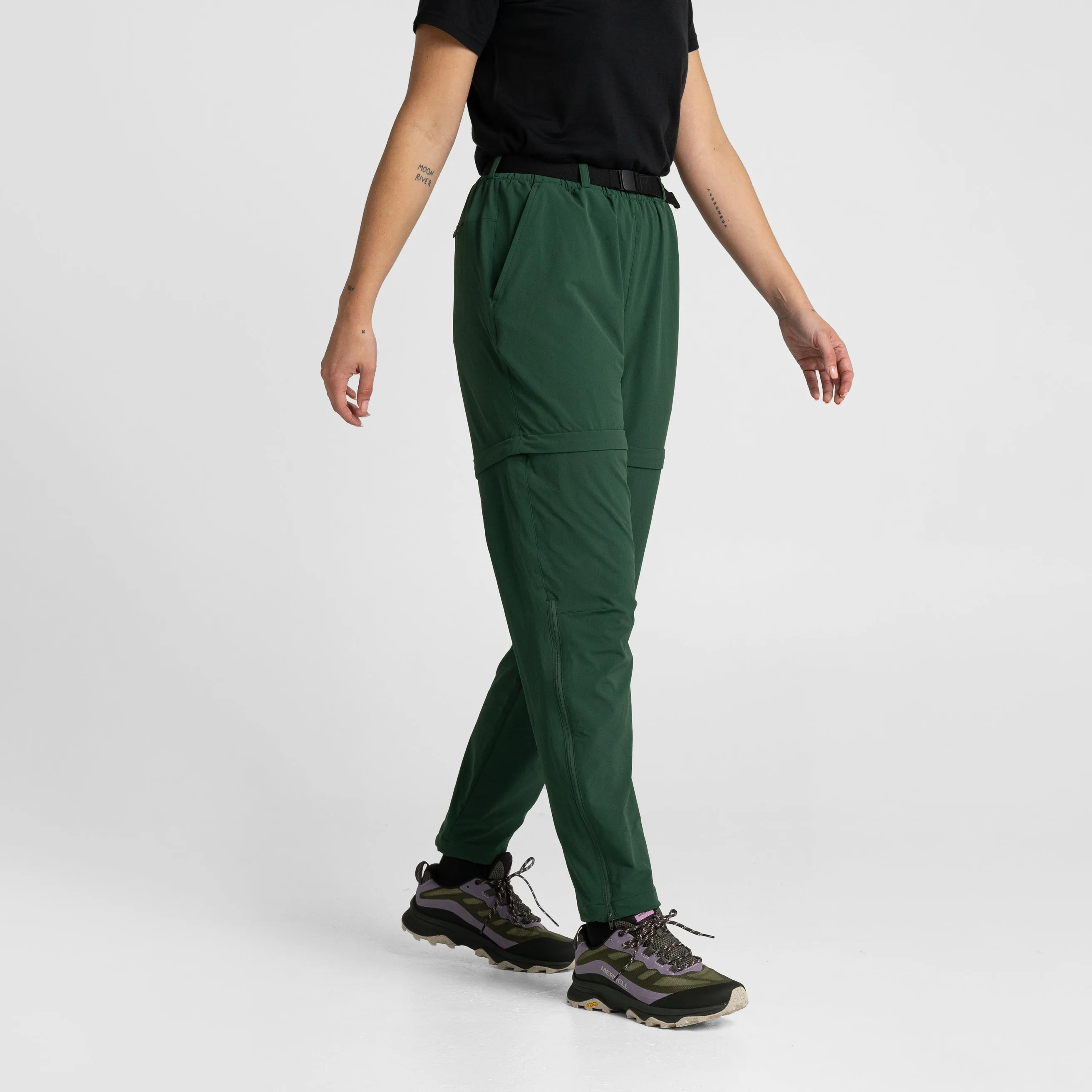 Impeccably Imperfect Womens Zip Off Pants Forest