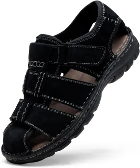 Jousen Men's Sandals Leather Open Toe Beach Sandal Outdoor Summer Sport Hiking Sandals