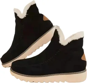 Ladmiple Boots For Women Ankle Booties Winter Casual Slip-on Warm Loafers Faux Fur-Lined Comfortable Snow Walking Shoes