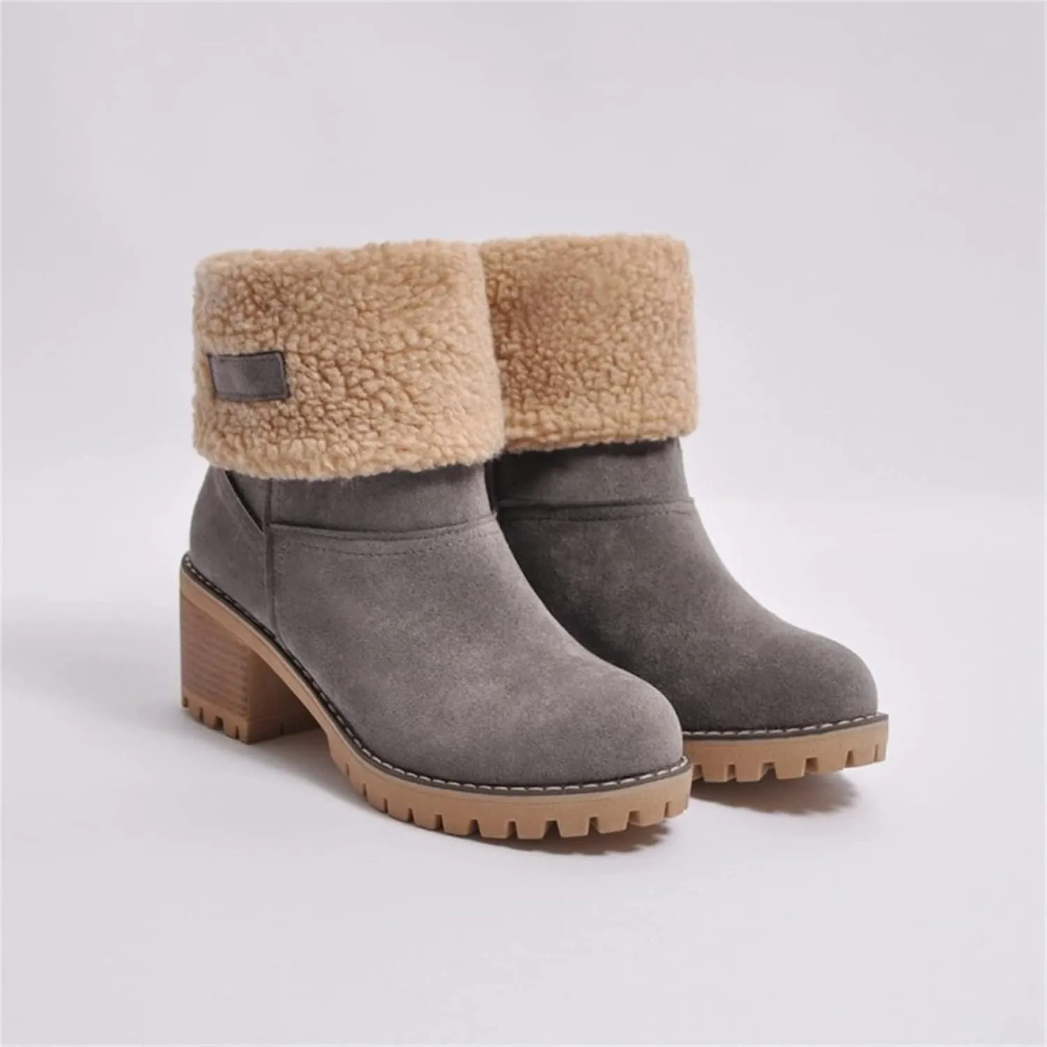 Ladmiple Snow Boots For Women Cute High Top Slip On Winter Warm Ankle Booties Fashion Fur Lined Outdoor Mid Calf Walking Shoe