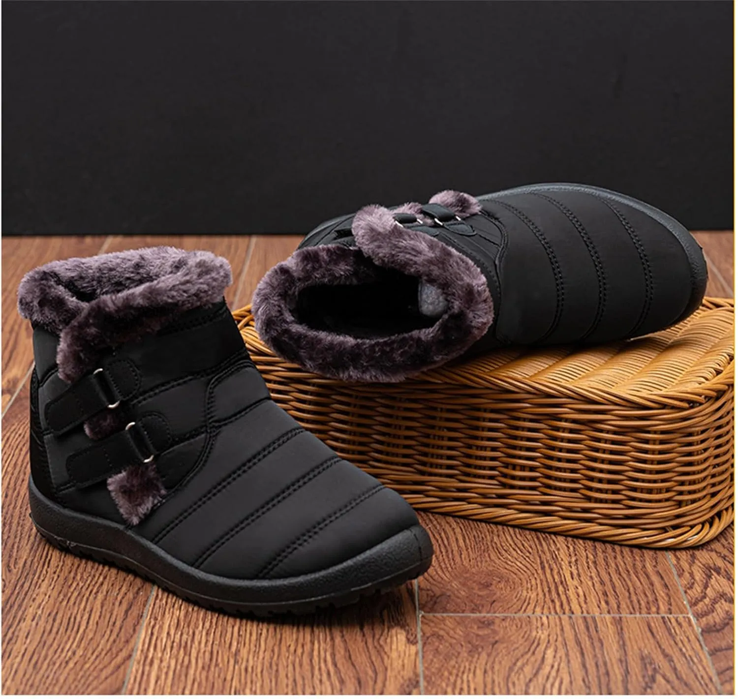 Ladmiple Winter Boots For Women Waterproof Snow Cute Ankle Booties Ladies Warm Fur Lined Thickening Outdoor Walking Shoes