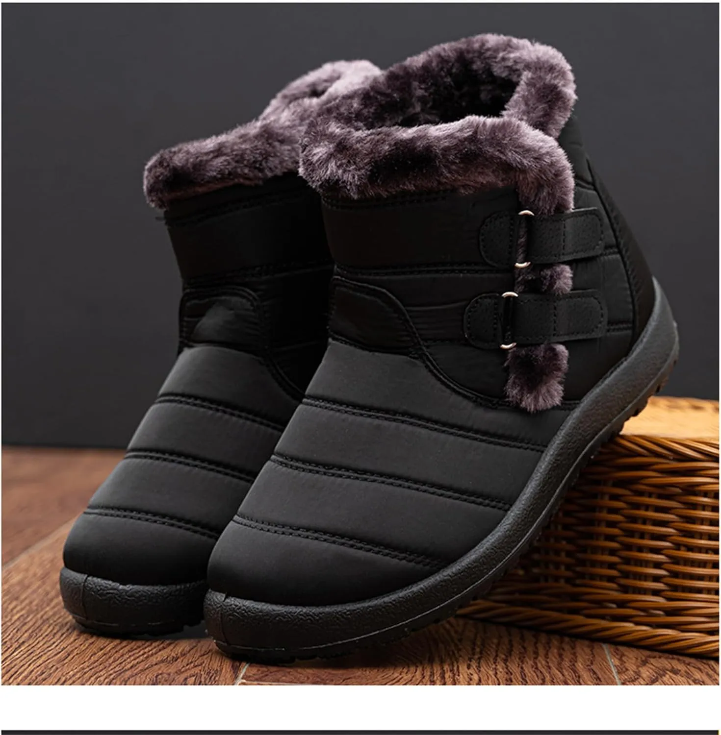 Ladmiple Winter Boots For Women Waterproof Snow Cute Ankle Booties Ladies Warm Fur Lined Thickening Outdoor Walking Shoes