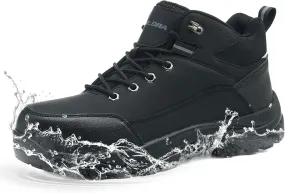 Waterproof Steel Toe Boots for Men Wide Width Non Slip Work Shoes Slip Resistant Safety Toe Sneakers Indestructible Construction Composite Toe Shoe Puncture Proof Footwear