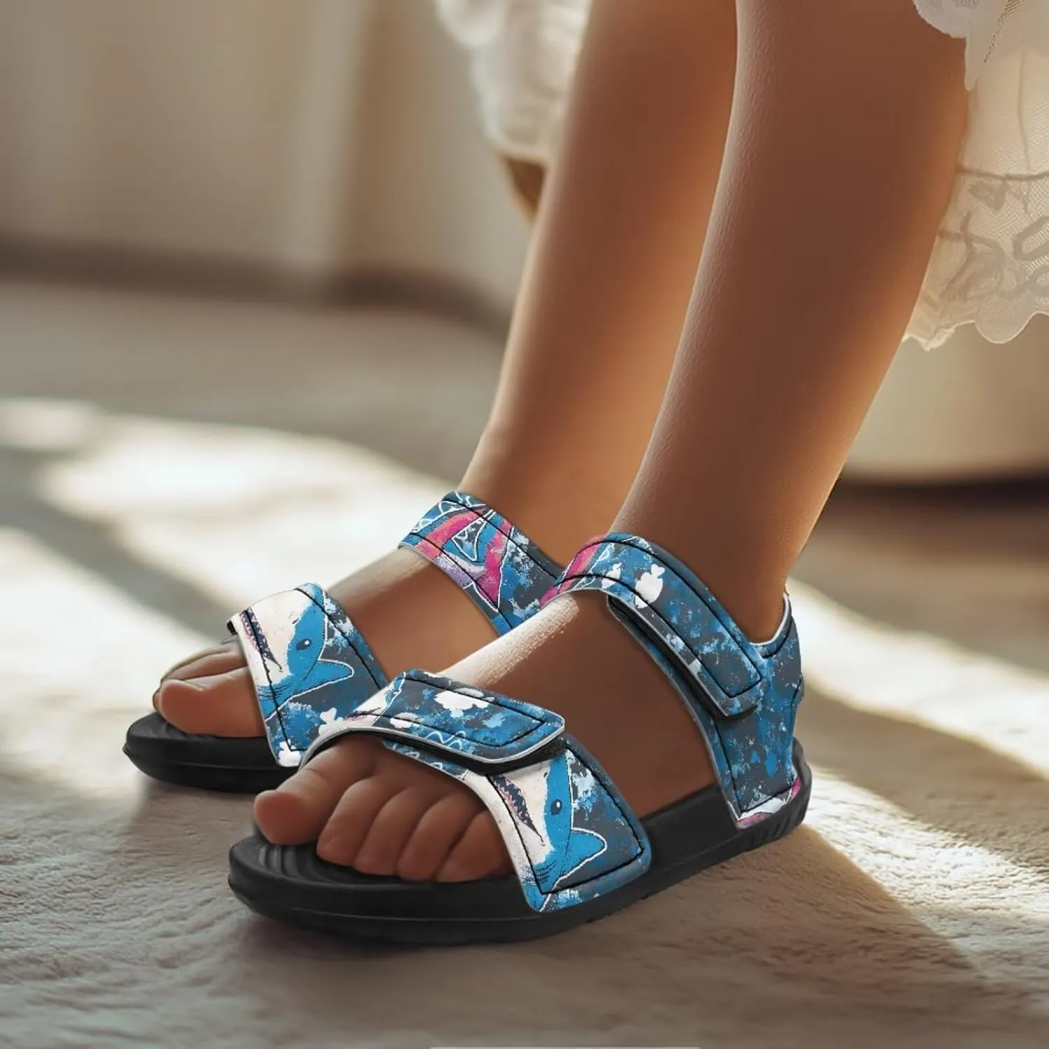 Whale Axolotl Sandals Cartoon Kids Summer Beach Water Shoes Toddler Boys Girls Sport Athletic Outdoor Sandals Adjustable