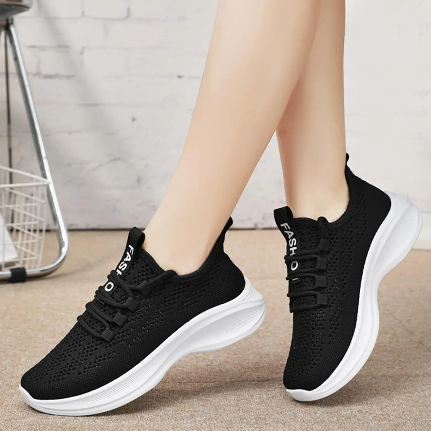Women Walking Shoes Sock Sneakers Slip-On Breath Walking Shoes Women Jogging Men Casual Dress Shoes High Top Sneakers Steel Toe Tennis Shoe White Loafers