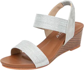 Womens Flat Sandals Open Toe Ankle Strap Casual Flatform Wedges, Comfortable Summer Slip on Low Wedge Sandals Beach Outdoor Casual Walking Shoes