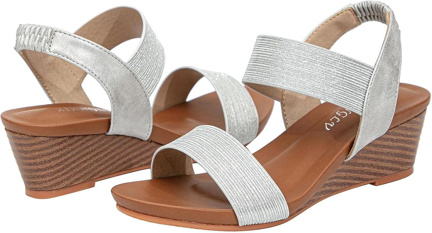 Womens Flat Sandals Open Toe Ankle Strap Casual Flatform Wedges, Comfortable Summer Slip on Low Wedge Sandals Beach Outdoor Casual Walking Shoes