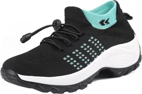 Women's Mesh Socks Platform Walking Shoes Comfortable Slip-On with Arch Support Orthopedic Sneakers Fashion Breathable Outdoor Casual Sneakers