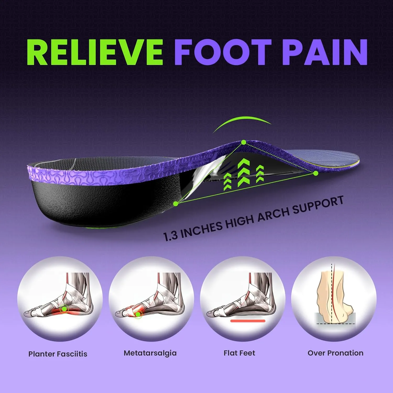 Work Boot Insoles for Standing All Day - Welnove 220 LBS Heavy Duty High Arch Support Orthotic Inserts for Plantar Fasciitis,Flat Feet,Foot Pain,Anti Fatigue Work Orthotic Insoles for Men Women,M
